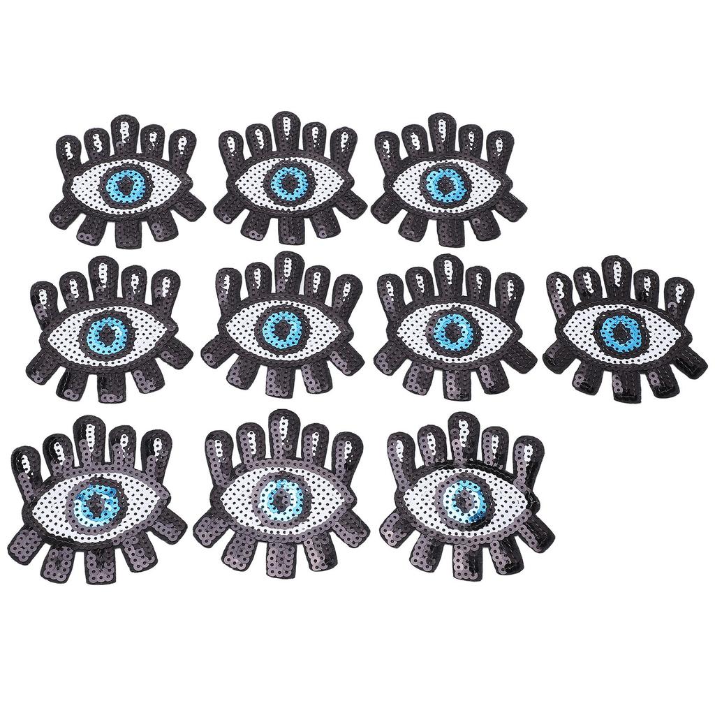 10Pcs Embroidered Patches Sequin Eye Shape Covering Breakages Stains Iron On Patches for DIY
