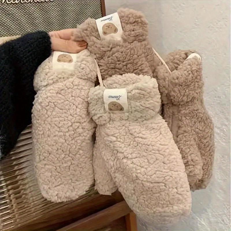 Winter Cashmere Knitted Bear Mittens - Cozy Fleece Lined Warm Gloves, Decorative Cute Animal Pattern