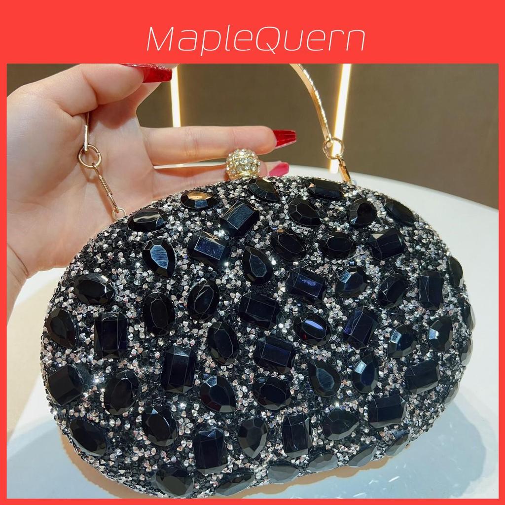Elegant Polyester Crystal Embellished Evening Clutch For Ladies Formal Events