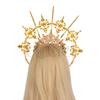 Lolita Vintage KC Headband Angel Gold Halo Goddess Headpiece Virgin Mary Halo Bride Crown Bead Chain Baroque Tiara Headwear
