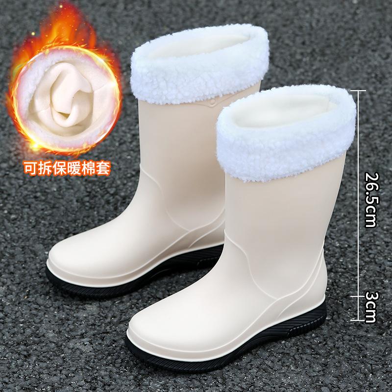 New PVC four-season medium tube rain shoes women's fashion waterproof shoes wear-resistant and non-slip water boots rain boots Japanese