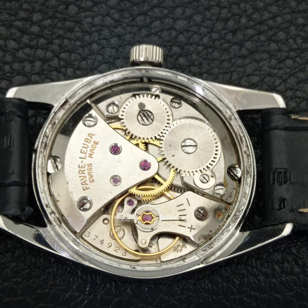 HAND-WINDING VINTAGE FAVRE LEUBA 101 SEA KING SWISS MENS BEIGE WATCH A702012-5 R208-a702012