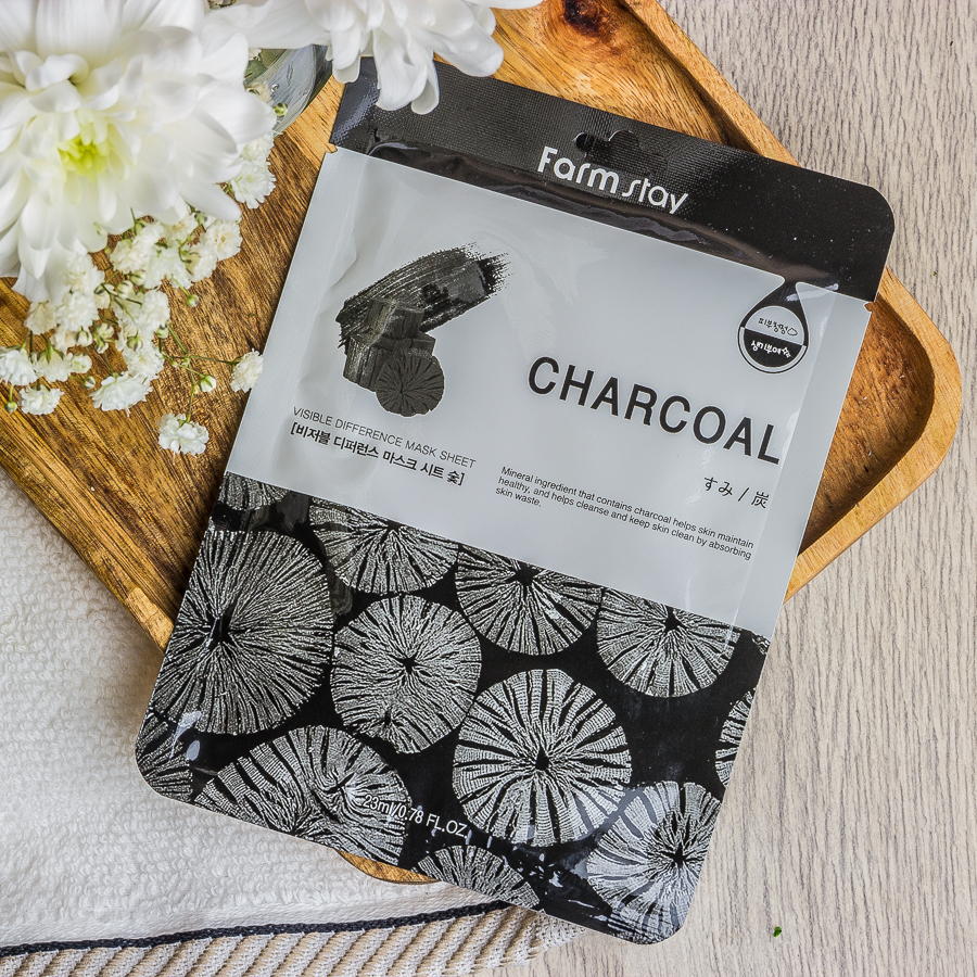 

FARMSTAY VISIBLE DIFFERENCE MASK SHEET CHARCOAL, Увлажнение, Корейская косметика, Kbeauty, образец