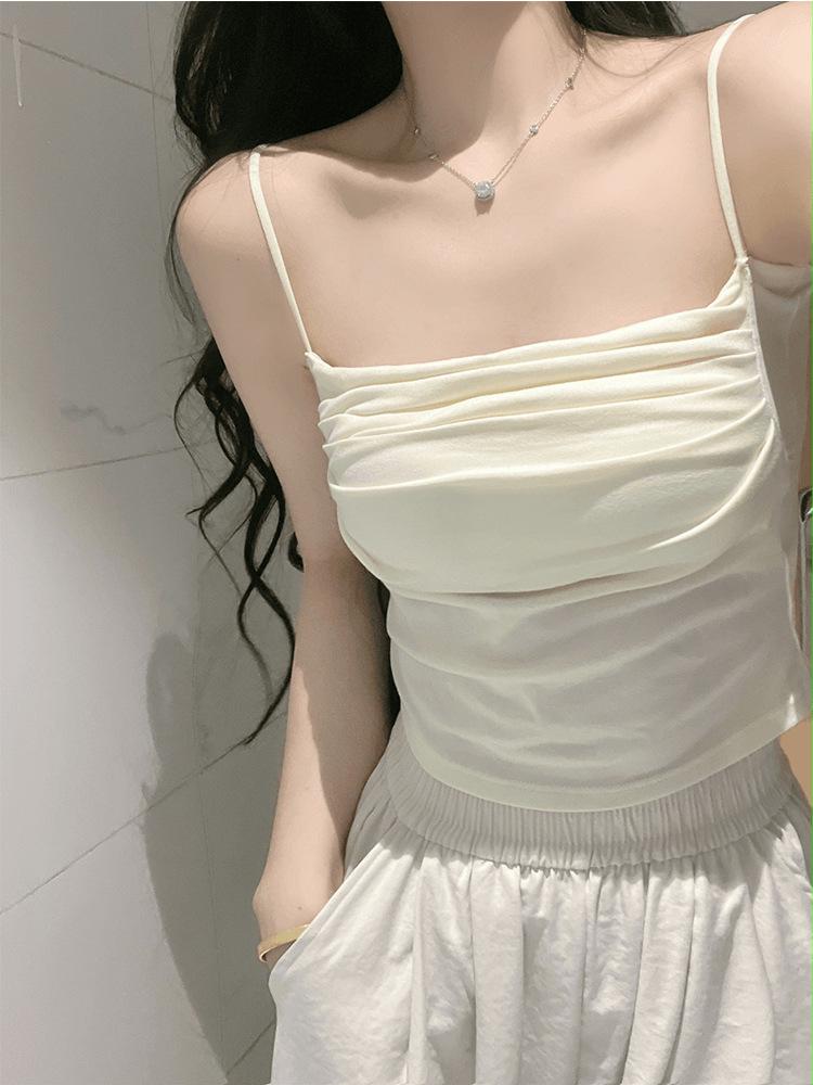 Women Crop Tank Top Sexy Square Neck Double Lined Ruched Corset Cute Cropped Sleeveless Cami Summer Outfit Going Out Top