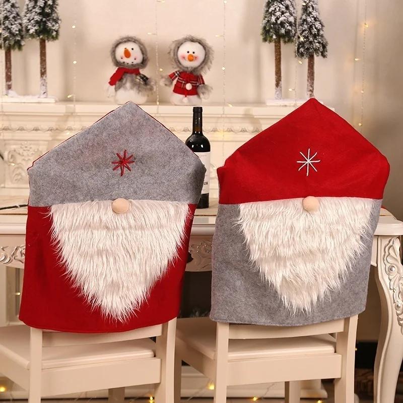 Christmas Chair Covers Santa Claus Red Hat for Xmas Party Dinner Decor Home Kitchen Decoration Ornaments Supplies
