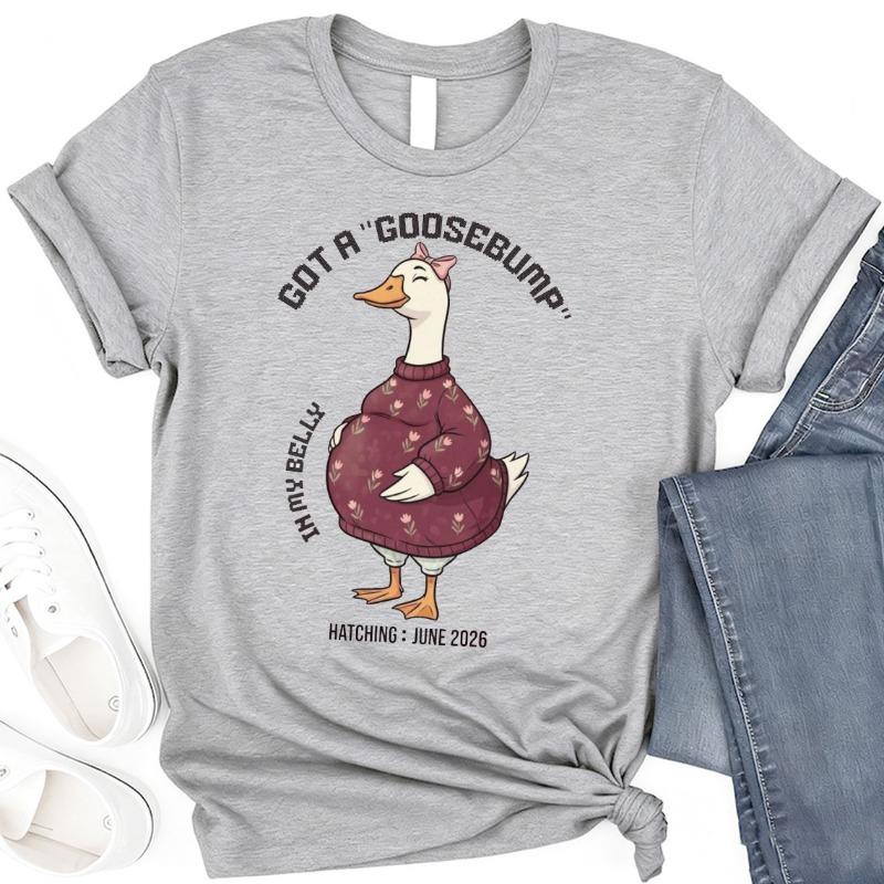 Funny Goose Pregnancy AnnounceUnisext Shirt Set Expecting Couple Apparel Crew Neck Outdoors High Quality Cotton Shortsleev Tees