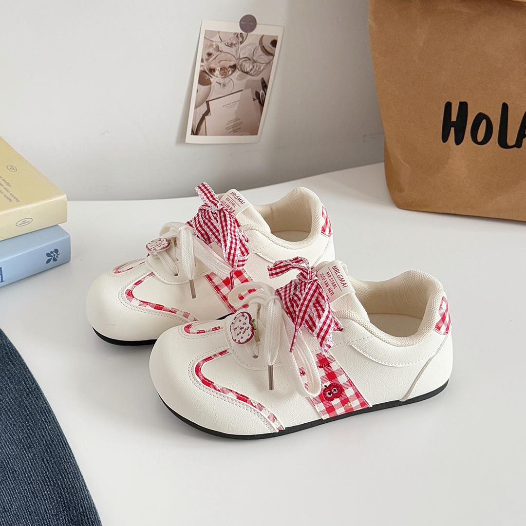 

Клетчатые пуховые туфли женская юбка нишевый оригинальный дизайн осень новые универсальные платформа студенческие кеды 35