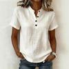 Sommer Kurzarm Basic Blusen Damenhemden Einfarbig V-Ausschnitt Hemden mit Knöpfen Damen Lässige Baumwolle Leinen Lockere Oberteile Pullover