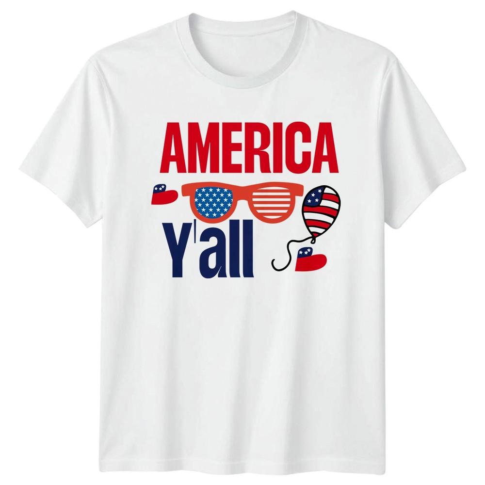 America Yall Fourth Of July Patriotism Unisexs TShirt Unisexs Graphic Tee a S