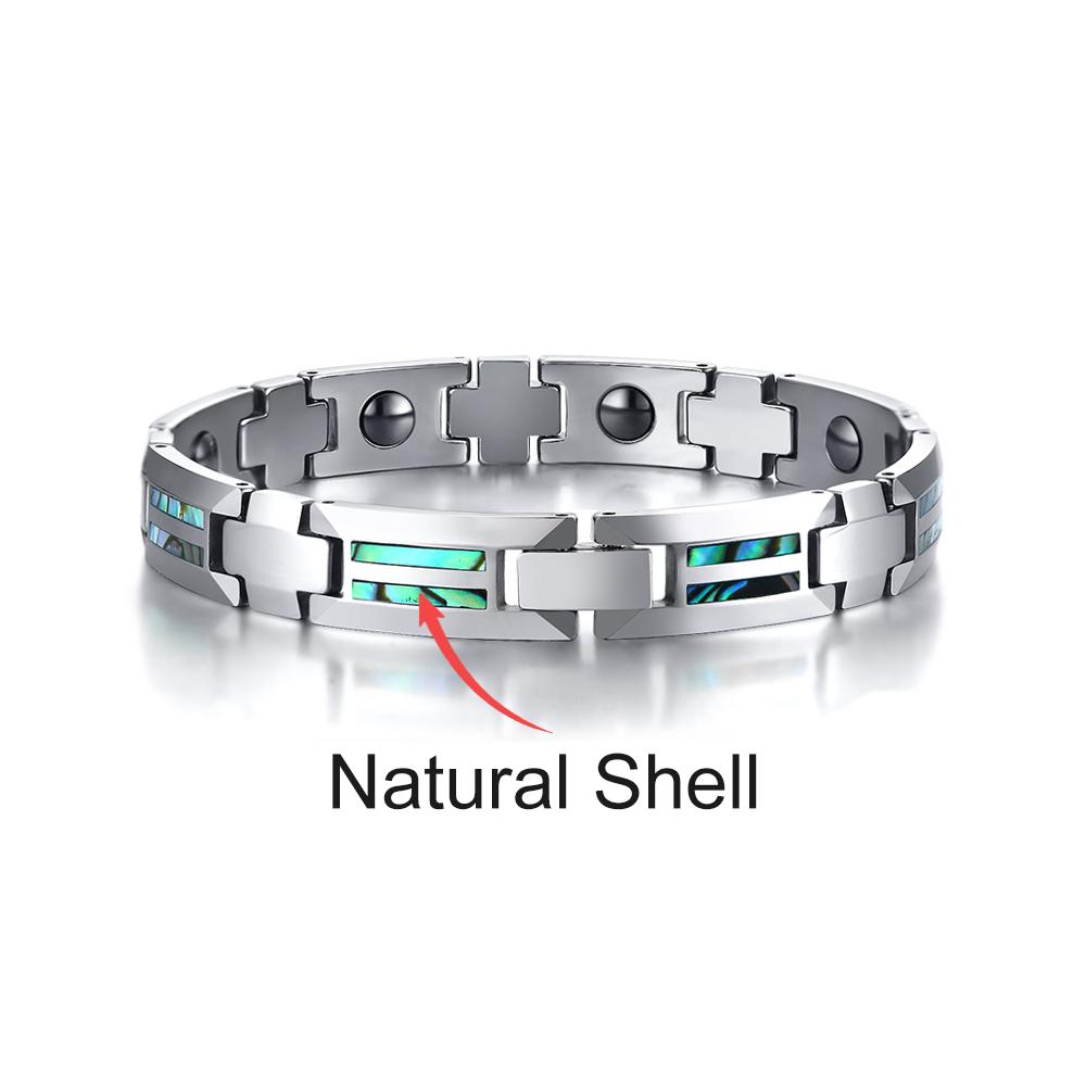 

Vinterly Tungsten Carbide Bracelets Natural Opal 10mm Cross Magnetic Hematite Men Anti-scratch High Polished Chain Link Jewelry