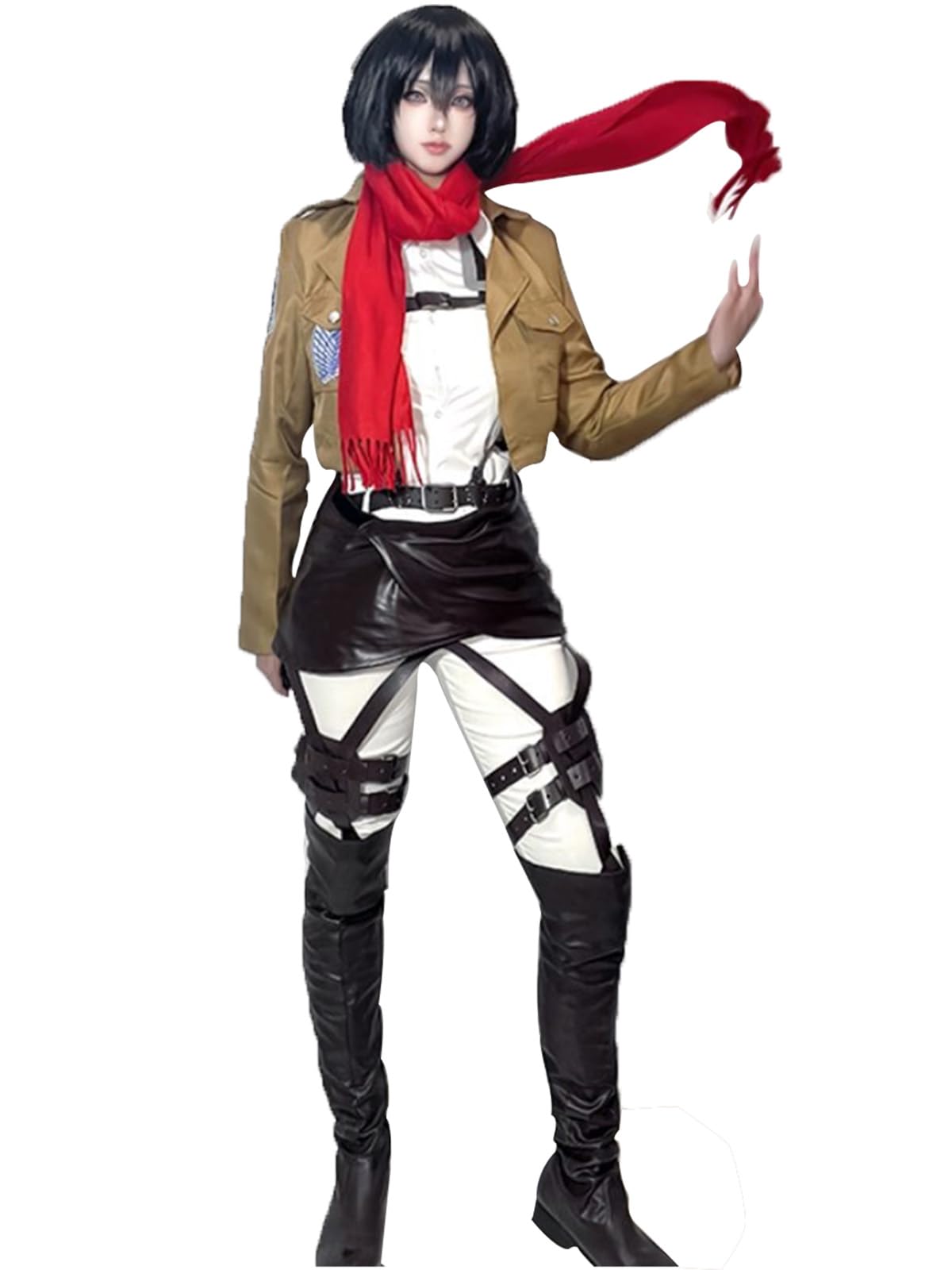 

LOOLOOBRO Атака Титанов Ханге и Микаса Косплей Набор из 6 предметов, Плащ Разведкорпуса и Крылья Свободы, Костюм на Хэллоуин Унисекс, Размер L