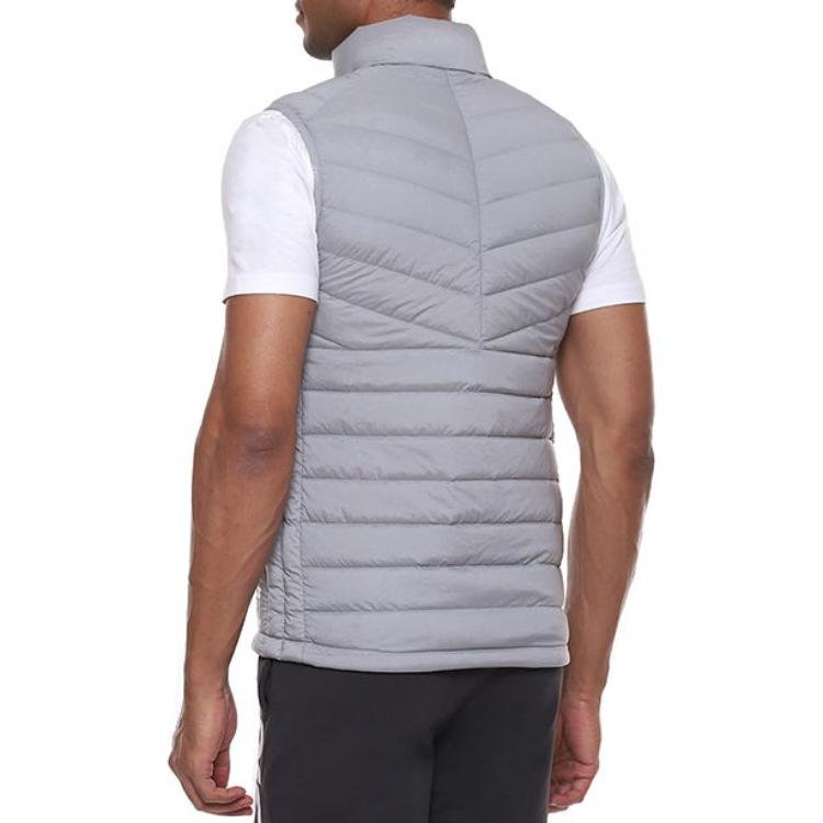 Asics Solid Color Outdoor Casual Sports Zip-Up Stand Collar Warm Down Vest Men Vests Gray 2031E441-020