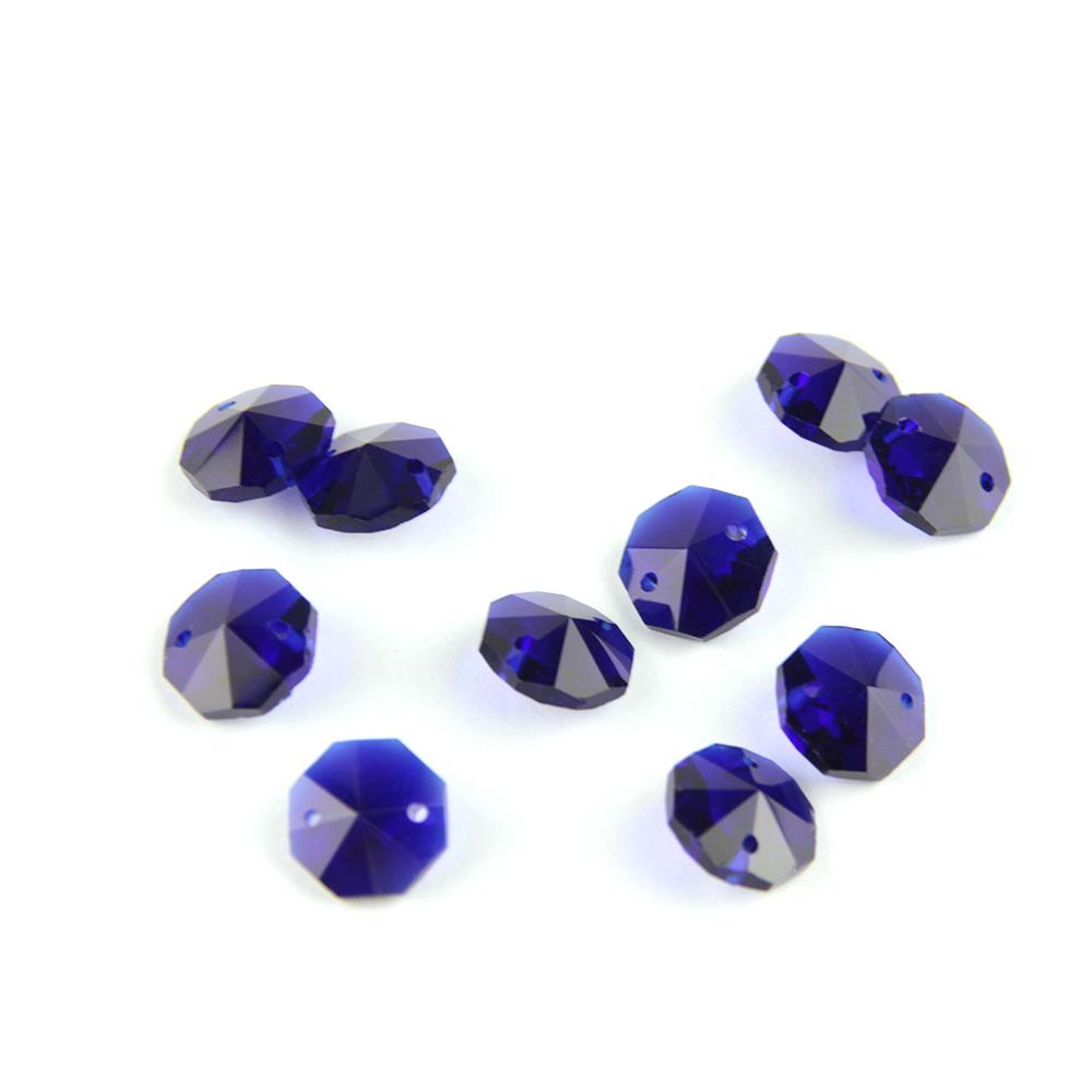 100Pcs 14Mm Crystal Chandelier Parts Glass Octagon Beads In 1 Hole/2 Holes Diy Strand Accessories Sucatchers For Home Decoration