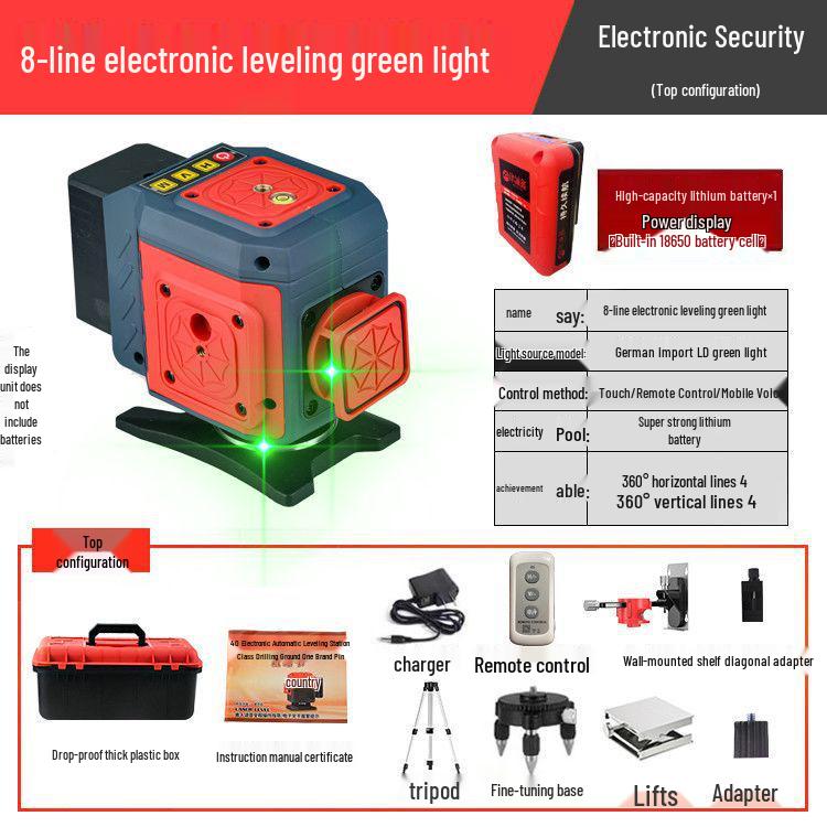 Anping Super Bright Infrared Green Laser Level: High Precision, Automatic Leveling with 8/12/16 Lines