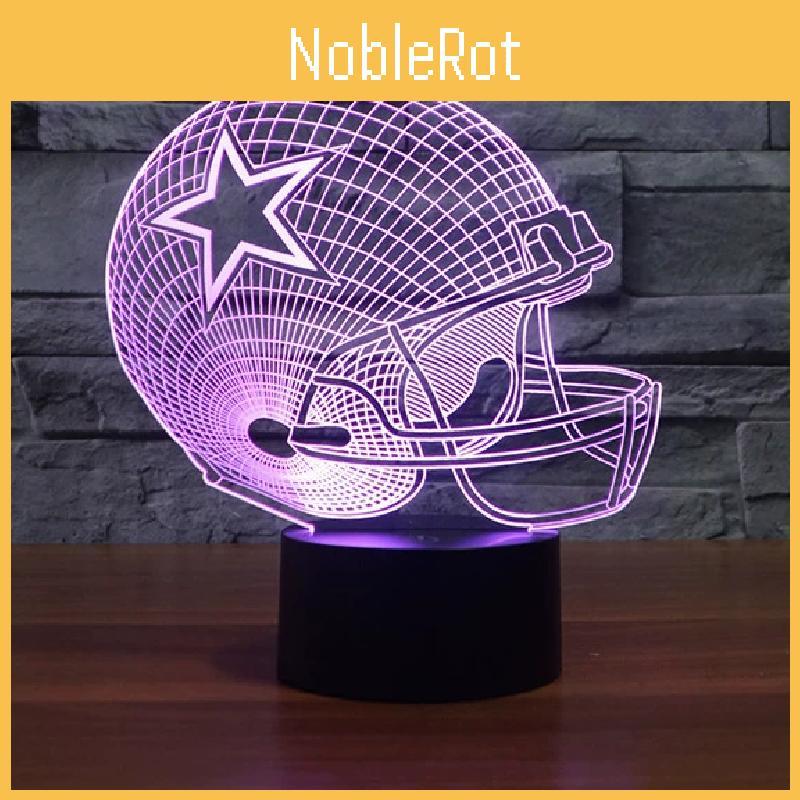 Rugby Cap Pattern 3d Led Night Light With Touch Control For Home Decor Gift
