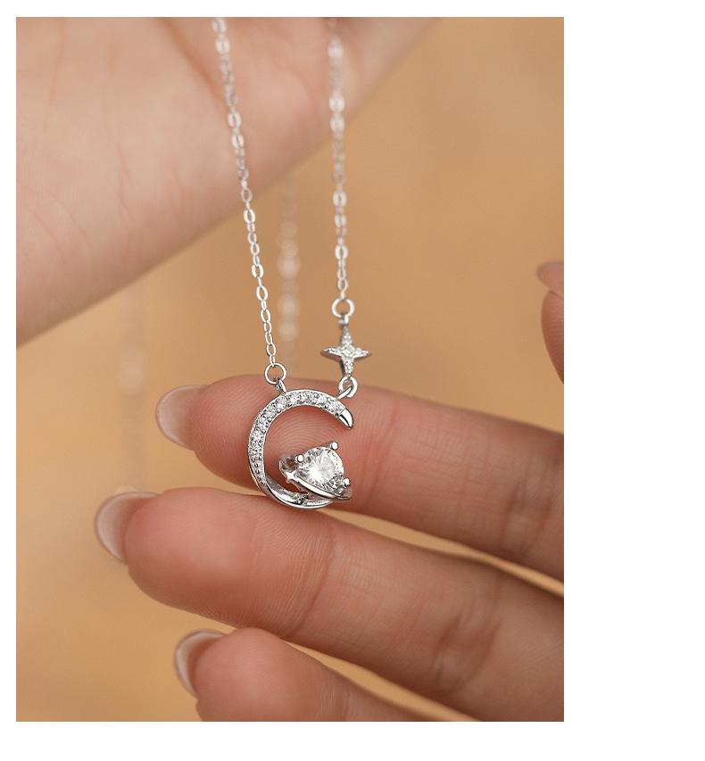 Halskette mit Anhänger Kleine Taille aus S999 Reinsilber im koreanischen Stil - Damen Exquisite Leichte Luxus Schlüsselbeinkette