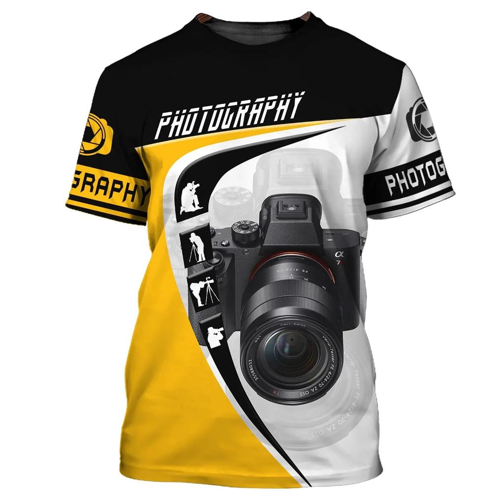 Men'S Personality T-shirt 3d High Definition Printing Camera Pattern Summer Fashion Trend Short Sleeve Photographer Crewneck Top