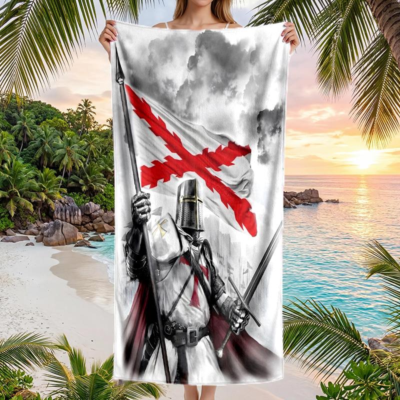 Cross Templars Knight Fashion Beach Towel: Ideal for Summer Adventures Soft, absorbent and quick drying suitable for swimming and bathing