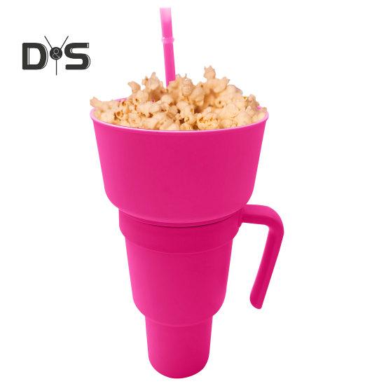 Copo para lanche 2 em 1, copo multifuncional que muda de cor para estádio, lanche e bebida com canudo para filmes, uso doméstico