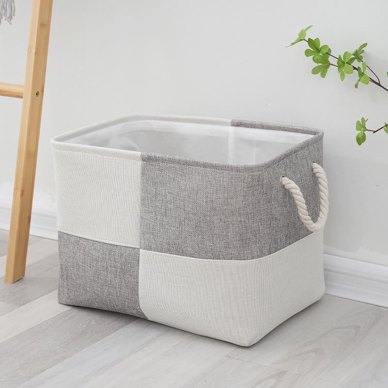 1pc Home Supplies Sundries Sorting Basket Linen Large Capacity Laundry Basket Foldable Toys Snacks Storage Basket with Handle