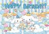 Sanrio Backdrops Banner Rainbow Balloons Cartoon Cinnamoroll Children's Happy Birthday Party Decor Photo Background Booth Props