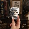 Gothic Butterfly Skull Pen Holder, Spooky Resin Skull Makeup Brush Holder, Multifunctional Halloween Tea Light Candle Holder for Desk, Shelf Decor
