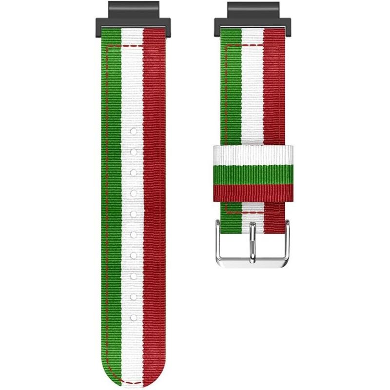 

Нейлоновый ремешок для Garmin Forerunner 235 735 230 220 630 620 Цветная полоса с прошивкой Ремешок для часов Approach S20 S6 Браслет с запястьем Металлические разъемы белый/красный