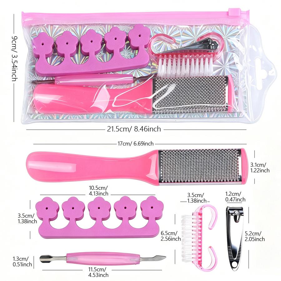 Portable Manicure Pedicure Nail Care Kit, 5Pcs Nail Clipper Foot File Cuticle Pusher Toe Separators with Bag