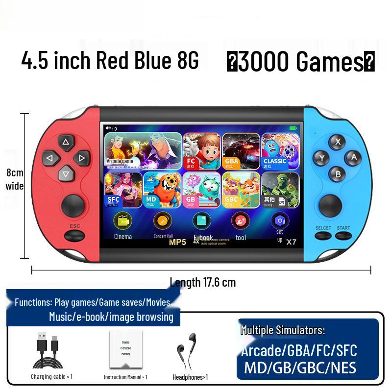Handheld Retro FC Game Console with HD Screen - Two-Player, Rechargeable Classic Mario for Kids