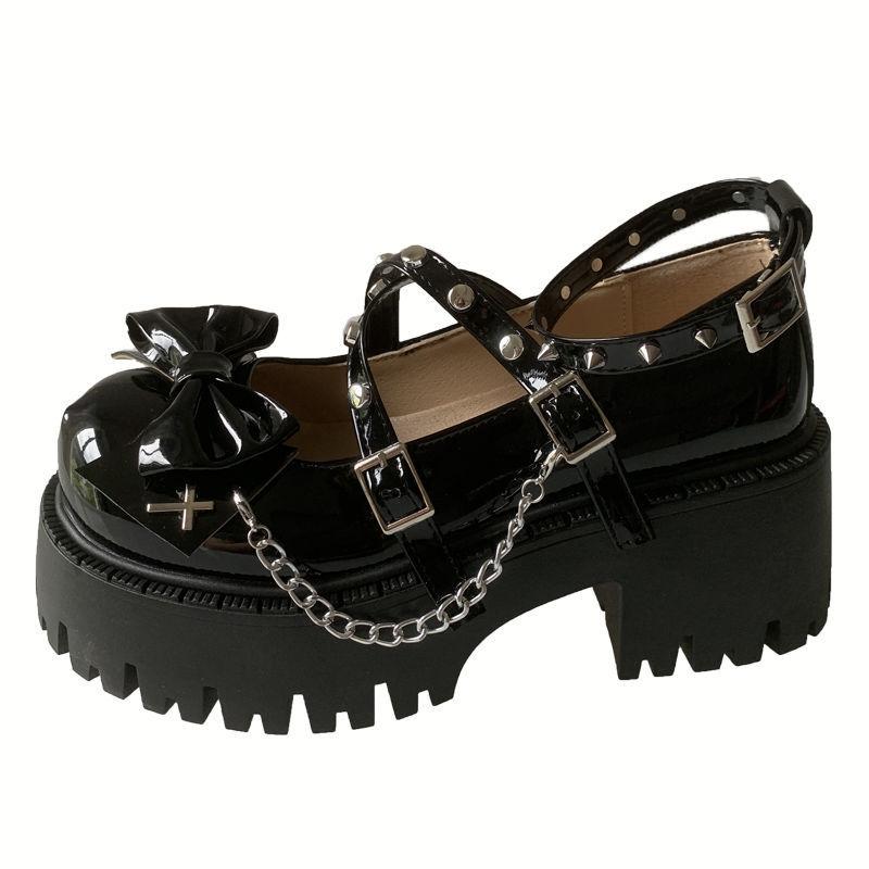 Sweet and cool babes lolita single shoes women's spring new punk dark style subculture Japanese platform small leather shoes