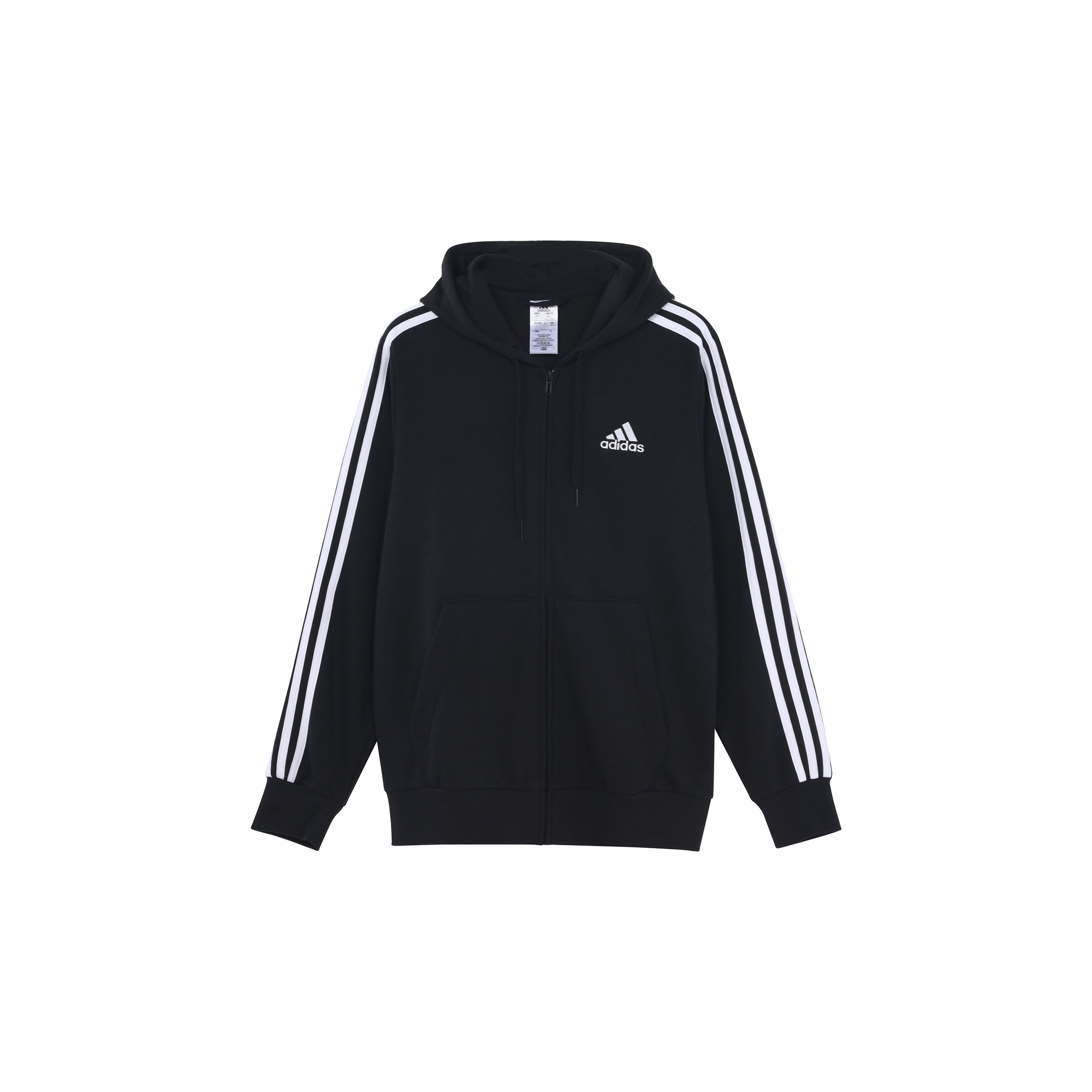 adidas Essentials 3-Stripes Full-Zip Hoodie Black Men s GK9032 XXXL