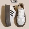 Leather children's versatile thick-soled heightening little white shoes spring new soft-soled casual sports board shoes