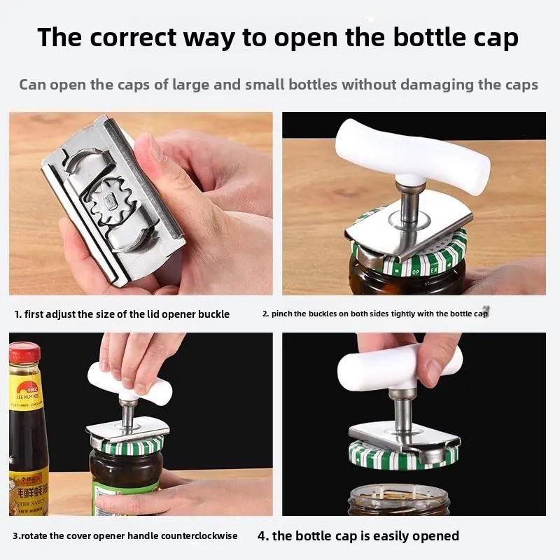 New Adjustable Multi-function Bottle Cap Opener Stainless Steel Off Jar Opener Labor-saving Screw Can Opener for Kitchen Gadget