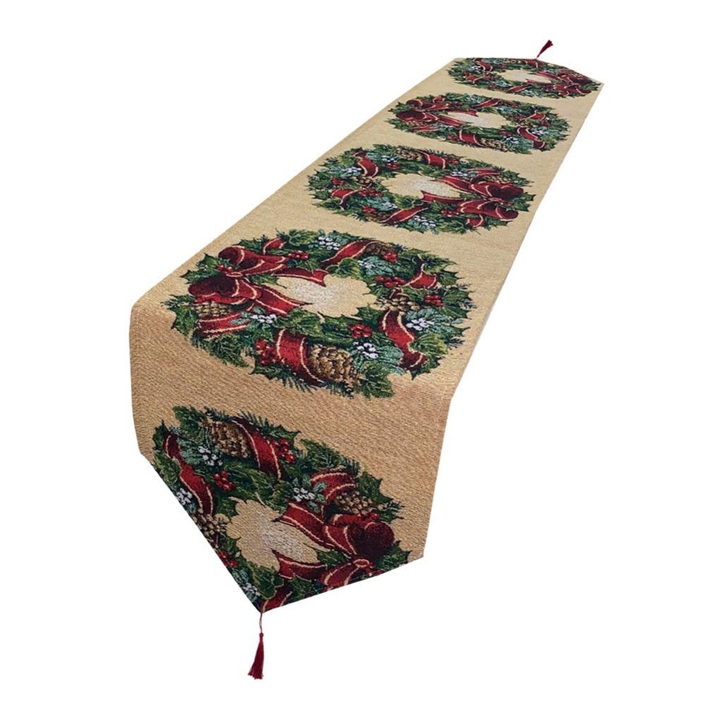 Snowman Themed Christmas Table Runner Cotton Tablecloth Holiday Dining Decor