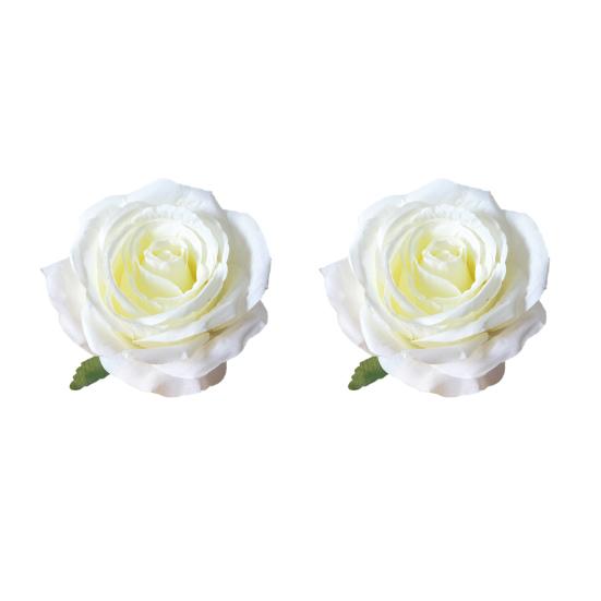 2 Pcs Realistic Artificial Rose Flower Heads Faux Silk No Stem Rose Heads
