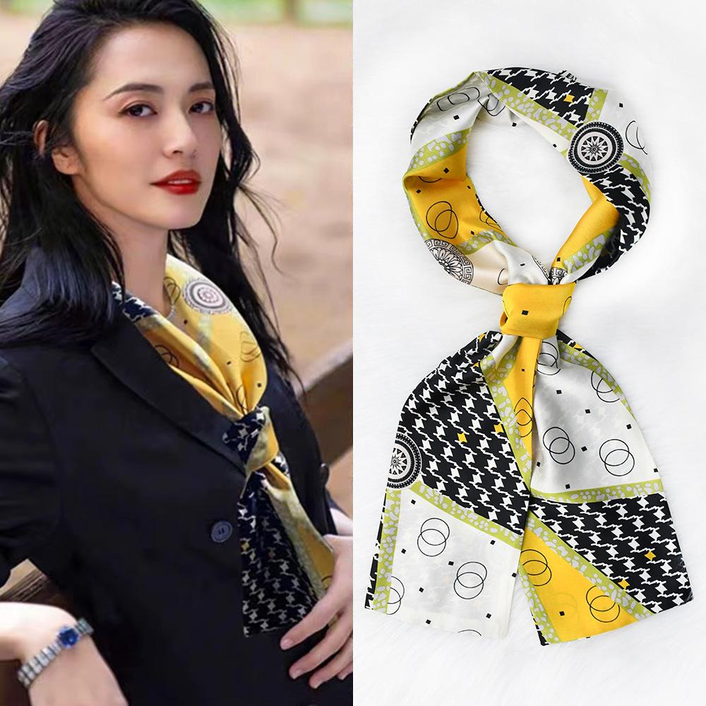 Luxury Design Horse Print Silk Sexy Scarf Women Soft Satin Hairband Neckerchief Office Hijab Headband Foulard Gift