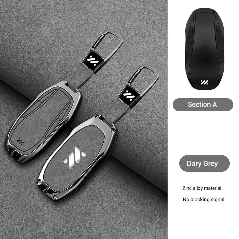 DCT4 Zinc Alloy Leather Key Case For IM LS6 MAX LS7 PRO L7 Dynamic Car Remote Protection Cover Bag Shell Keychain Accessories