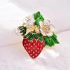 Rhinestones Strawberry Brooch Fashionable Handmade Lapel Pin Breastpin Fruit Jewelry Accessories for Women and Men