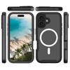 For iPhone 16 Magnetic Case PC+TPU Phone Cover with PET Screen Film All-Around Protection