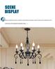 French Retro Black Wrought Iron Crystal Chandelier for Living Room, Dining Room, or Bedroom