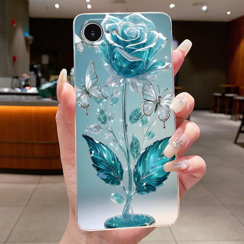 Per Custodia iPhone 17e Trasparente Lusso Moda Elegante Farfalla Fiore Morbido TPU Silicone Copri Telefono per Apple iPhone 17e 17 e Casing