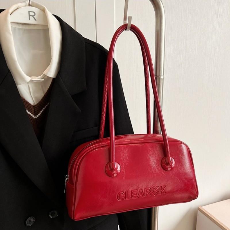 IELGY Boston Bag Large Capacity Autumn Winter Retro One-Shoulder Underarm Commuter Pillow Bag