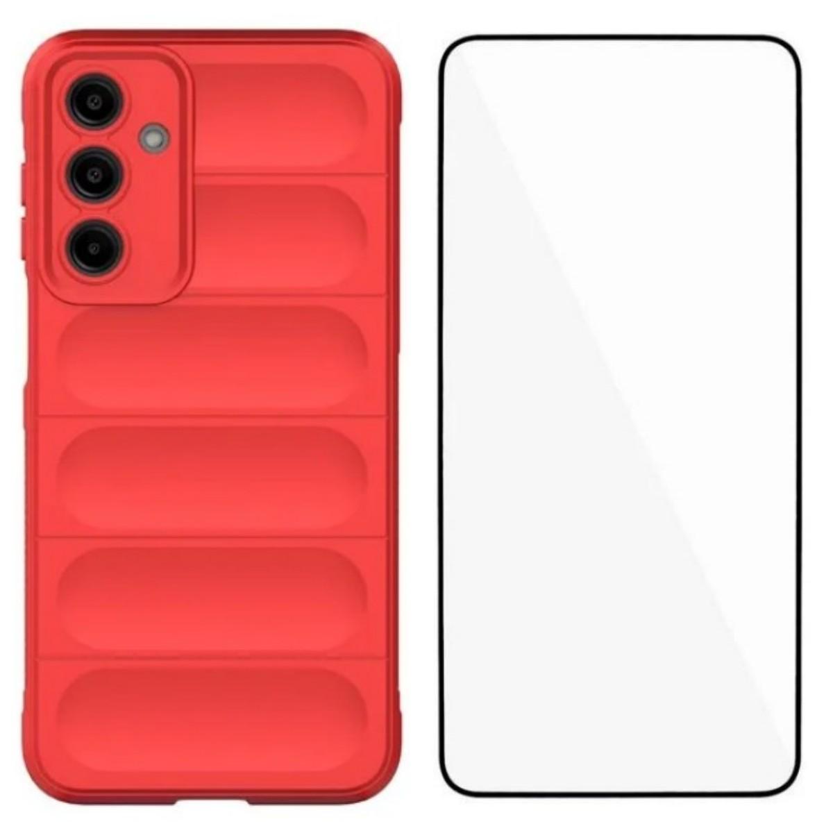 

Для Samsung Galaxy A16 4G/Galaxy A16 5G чехол из ТПУ серии WANLONFENG HD противоскользящий чехол для телефона с закаленным стеклом Red