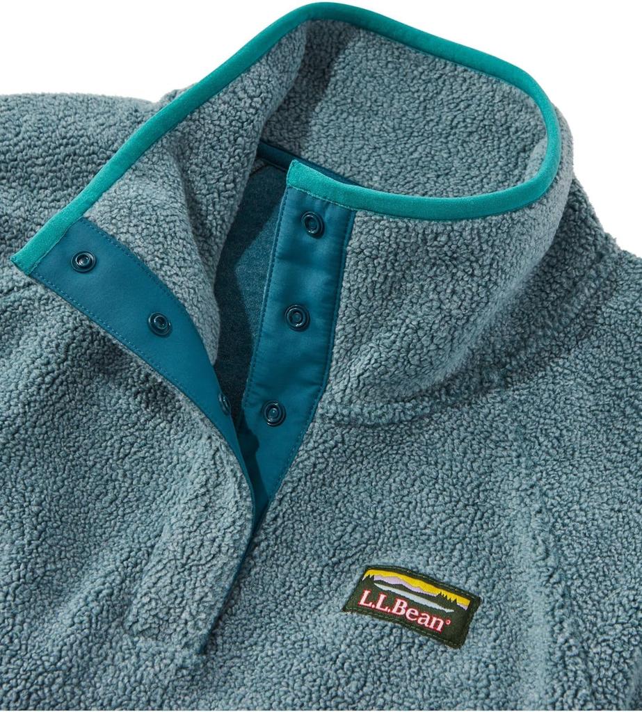 LL Bean Tumbled Sherpa Fleece with Snap US Fit Mallard 1000157723 Women's Pullover, Regular, Medium, Blue,