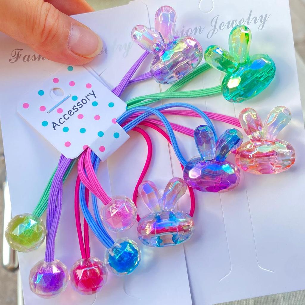 Girls' Cartoon Hair Ties - Colorful Jelly Candy Scrunchies, Elastic Rubber Bands for Kids and Babies, Cute Headwear Accessories.