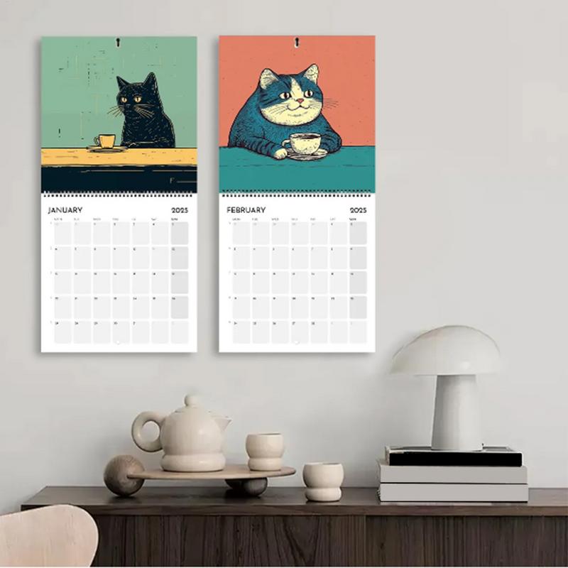 2025  Wall Calendar Cat Design Monthly Hangable Wall Calendar 12 Months 2025 Monthly Weekly Planner Calendar For Bedroom Office