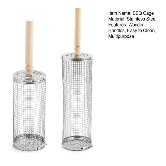 1/2 stk Grillbur i rustfritt stål med trehåndtak Lett å rengjøre Rullende grillkurv Jevn oppvarming Grillkurv