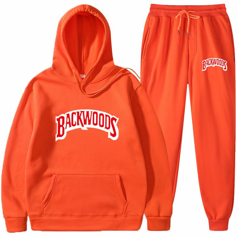 Tide brand sweater set BACKWOODS printed men's and women's fleece hoodie two-piece set