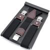 European-Style Plaid Suspenders with Leather Accents and Three-Clip Design