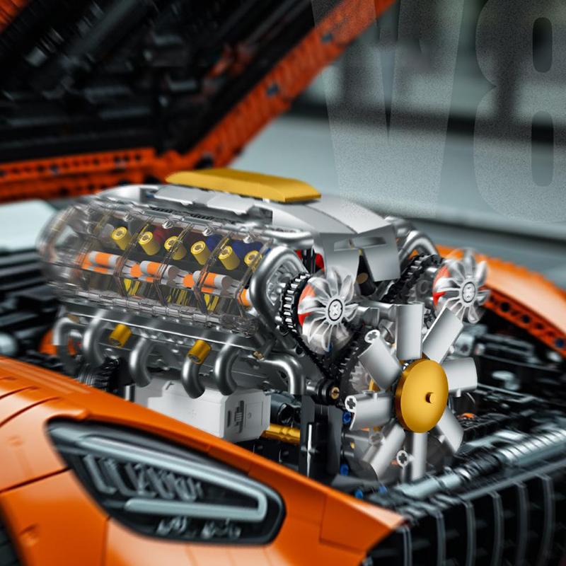 Technical Mechnical Electrice V8 Engine Building Blocks Simulation Car Engine MOC Bricks Science Education Toys Kids Adult Gift